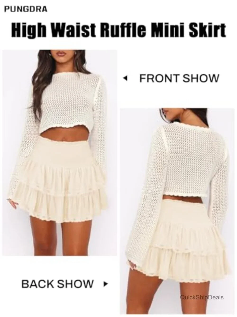 Ruffle Mini Skirt with Built-in Shorts Athletic Golf Tennis Skort